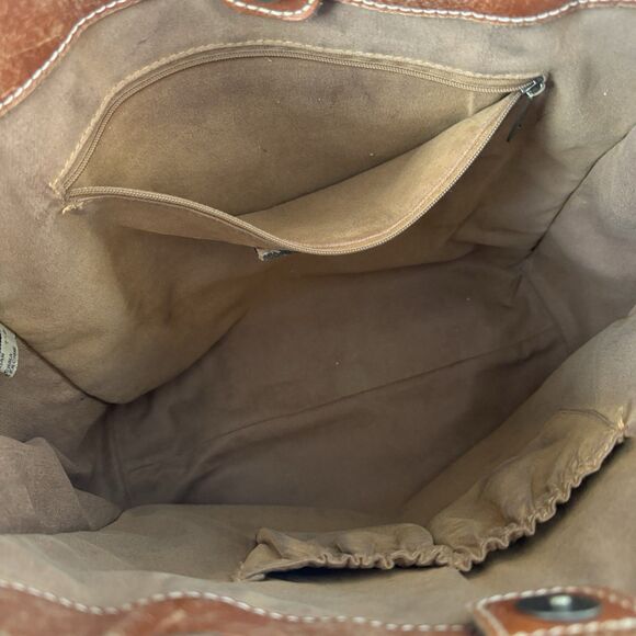 Patricia Nash Tote Leather Floral Pastels Brown Shoulder Bag Book Boho Hippie - Picture 6 of 11